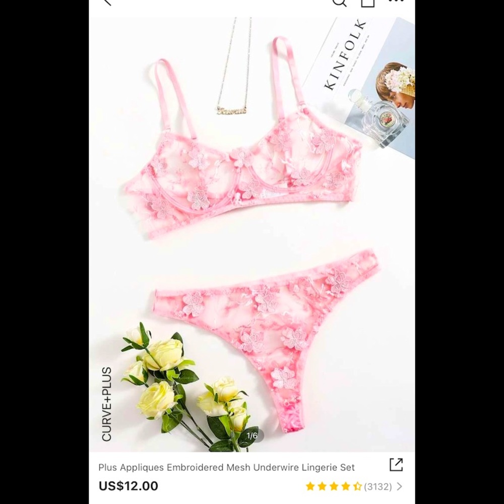 Pink mesh lingerie set